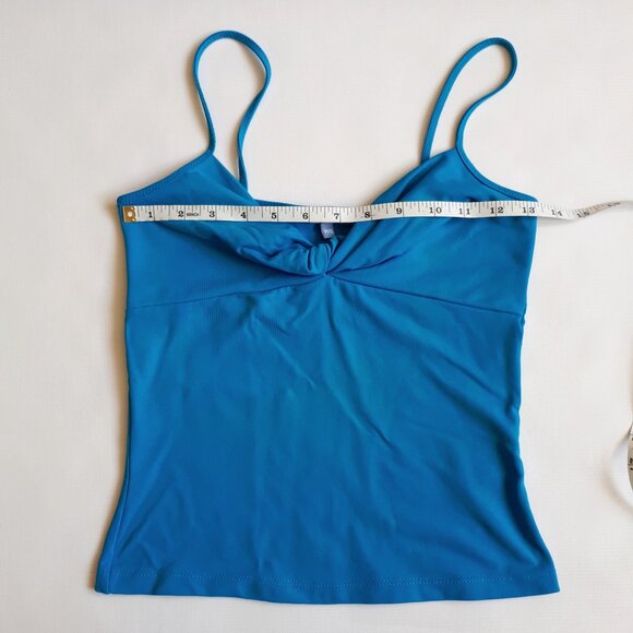 SMART SET Twisted Front Camisole with Spaghetti Straps in Bright Azure Blue - Picture 9 of 13